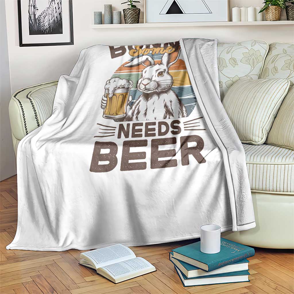 Some Bunny Needs Beer Funny Easter Drinking Humor Throw Blanket Retro Rabbit Beer Lover Gift TS02 Print Your Wear