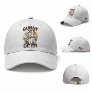 Some Bunny Needs Beer Funny Easter Drinking Humor Baseball Cap Retro Rabbit Beer Lover Gift TS02 Baseball Cap Universal Fit White Print Your Wear