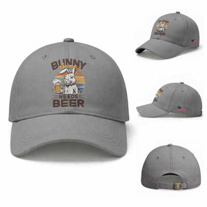 Some Bunny Needs Beer Funny Easter Drinking Humor Baseball Cap Retro Rabbit Beer Lover Gift TS02 Baseball Cap Universal Fit Sport Gray Print Your Wear
