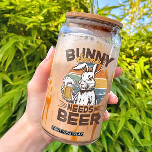 Some Bunny Needs Beer Funny Easter Drinking Humor Glass Can Retro Rabbit Beer Lover Gift TS02 White Print Your Wear