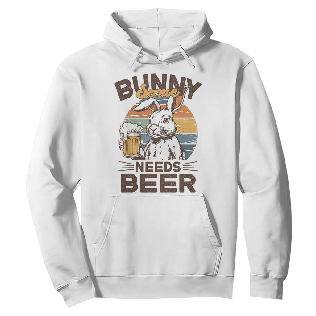 Some Bunny Needs Beer Funny Easter Drinking Humor Hoodie Retro Rabbit Beer Lover Gift TS02 White Print Your Wear
