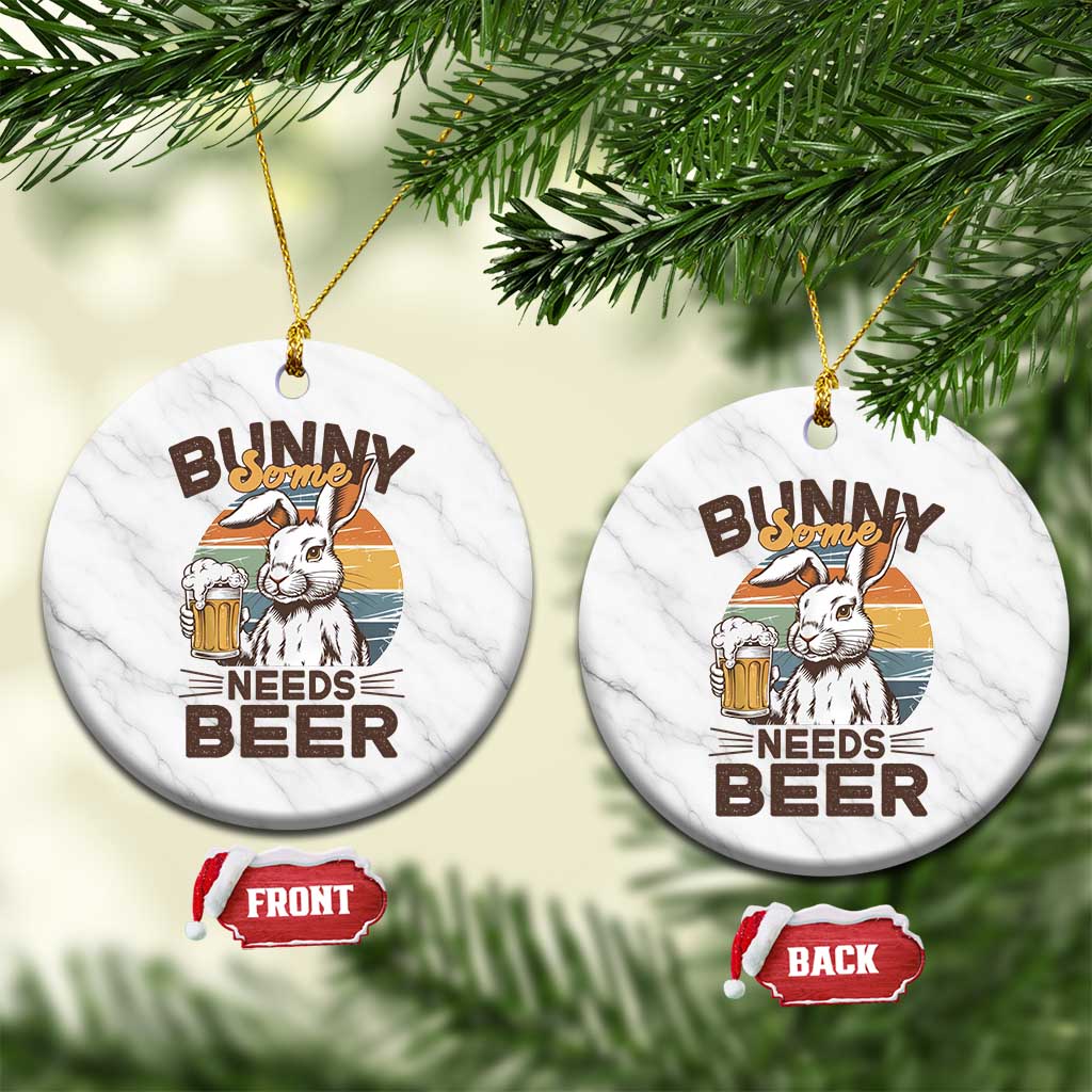 Some Bunny Needs Beer Funny Easter Drinking Humor Ceramic Ornament Retro Rabbit Beer Lover Gift TS02 1pc White Marble Print Your Wear
