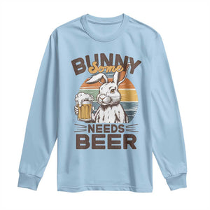 Some Bunny Needs Beer Funny Easter Drinking Humor Long Sleeve Shirt Retro Rabbit Beer Lover Gift TS02 Light Blue Print Your Wear