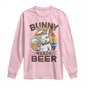 Some Bunny Needs Beer Funny Easter Drinking Humor Long Sleeve Shirt Retro Rabbit Beer Lover Gift TS02 Light Pink Print Your Wear