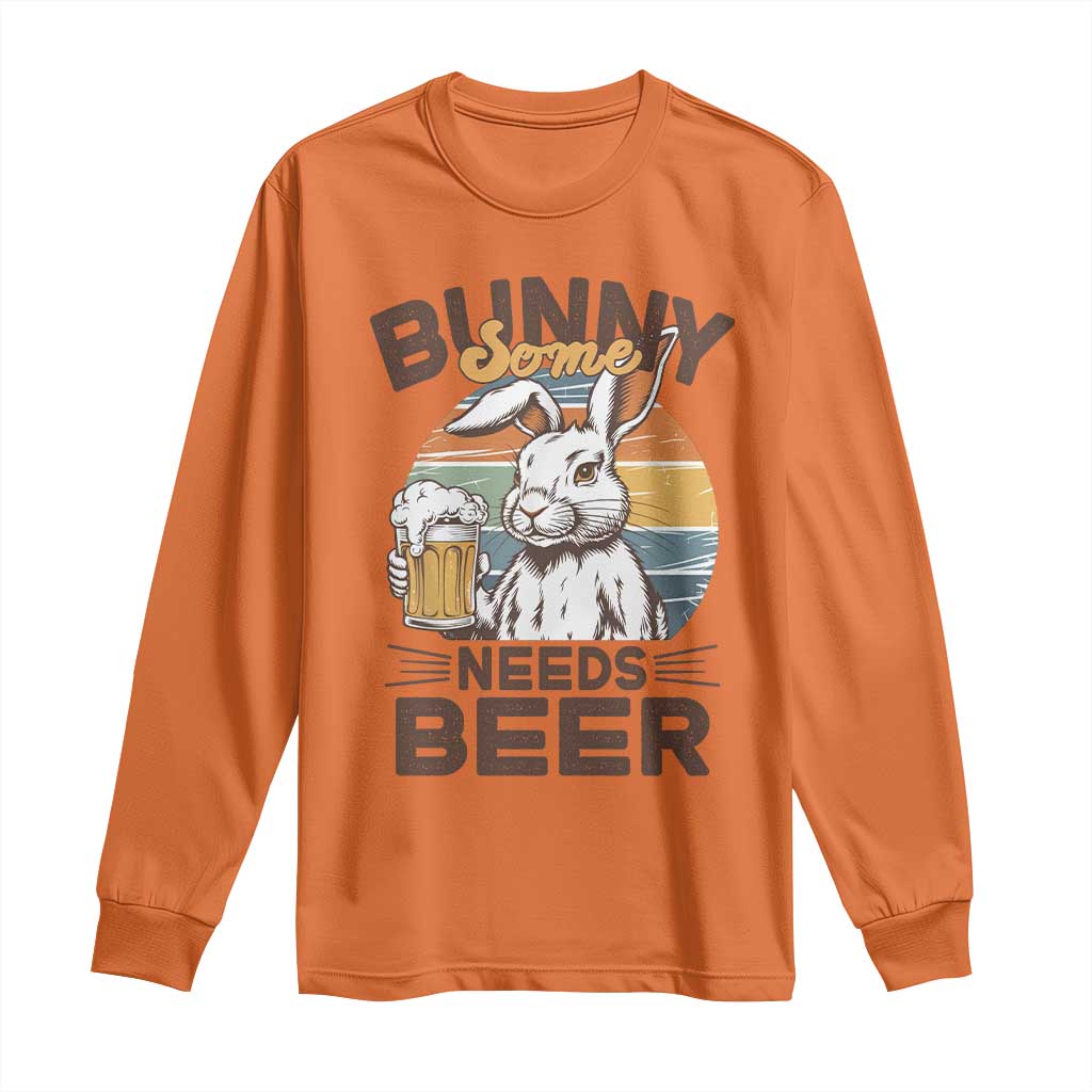 Some Bunny Needs Beer Funny Easter Drinking Humor Long Sleeve Shirt Retro Rabbit Beer Lover Gift TS02 Orange Print Your Wear
