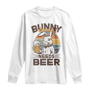 Some Bunny Needs Beer Funny Easter Drinking Humor Long Sleeve Shirt Retro Rabbit Beer Lover Gift TS02 White Print Your Wear