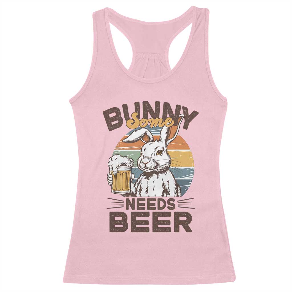 Some Bunny Needs Beer Funny Easter Drinking Humor Racerback Tank Top Retro Rabbit Beer Lover Gift TS02 Light Pink Print Your Wear