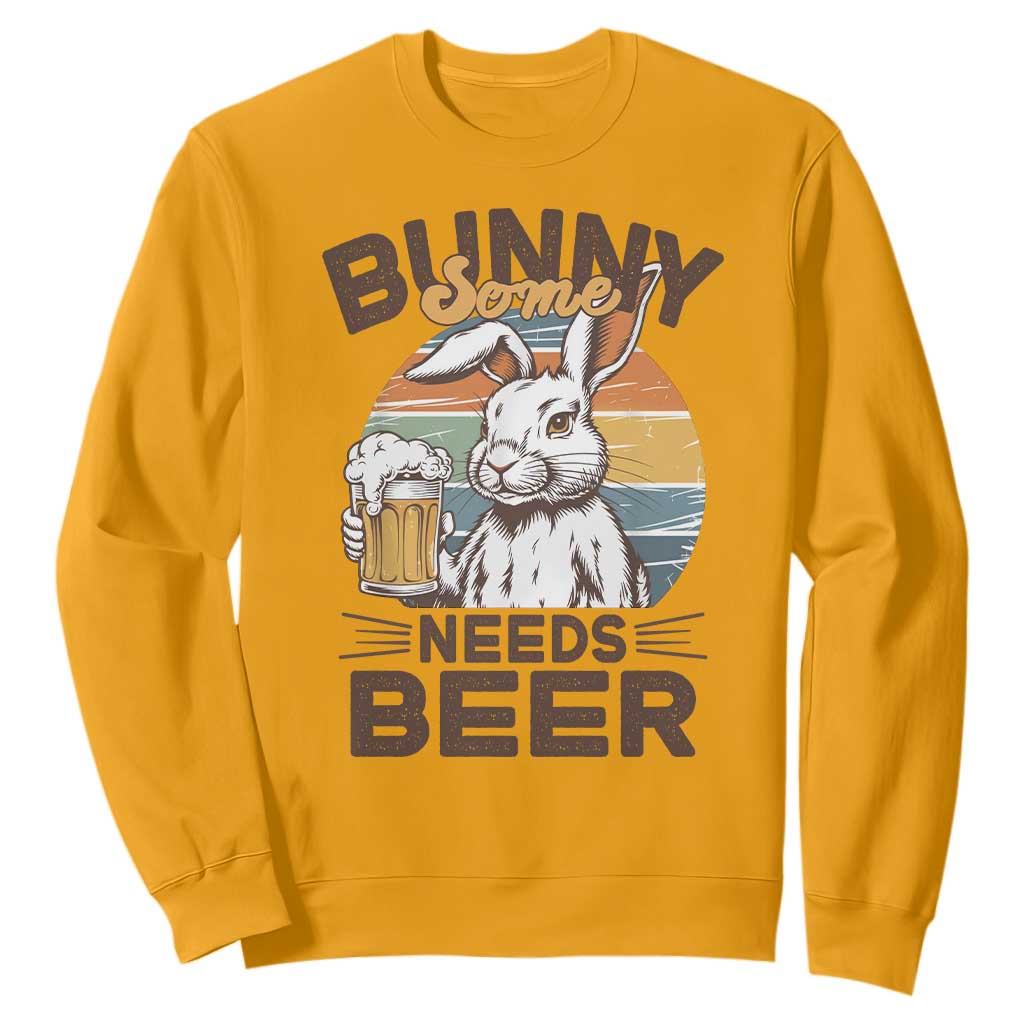 Some Bunny Needs Beer Funny Easter Drinking Humor Sweatshirt Retro Rabbit Beer Lover Gift TS02 Gold Print Your Wear