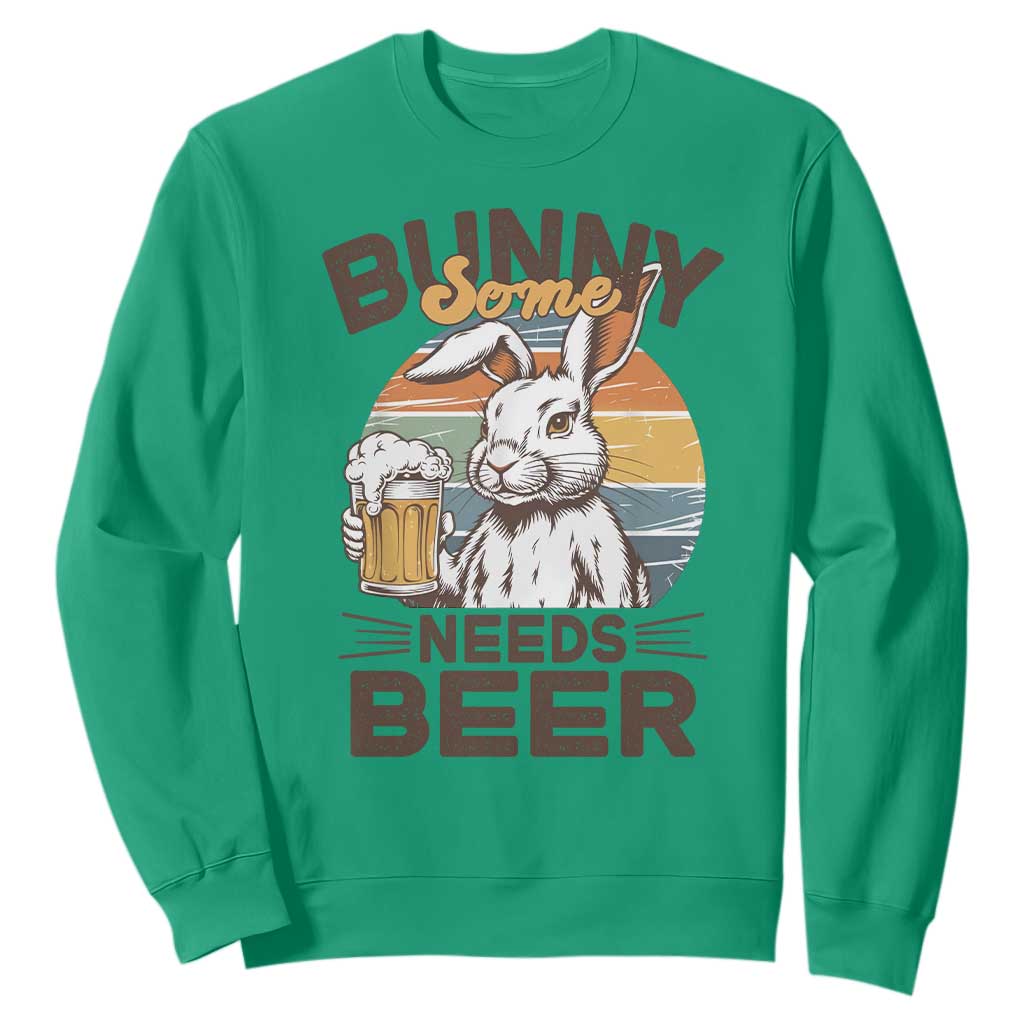 Some Bunny Needs Beer Funny Easter Drinking Humor Sweatshirt Retro Rabbit Beer Lover Gift TS02 Irish Green Print Your Wear