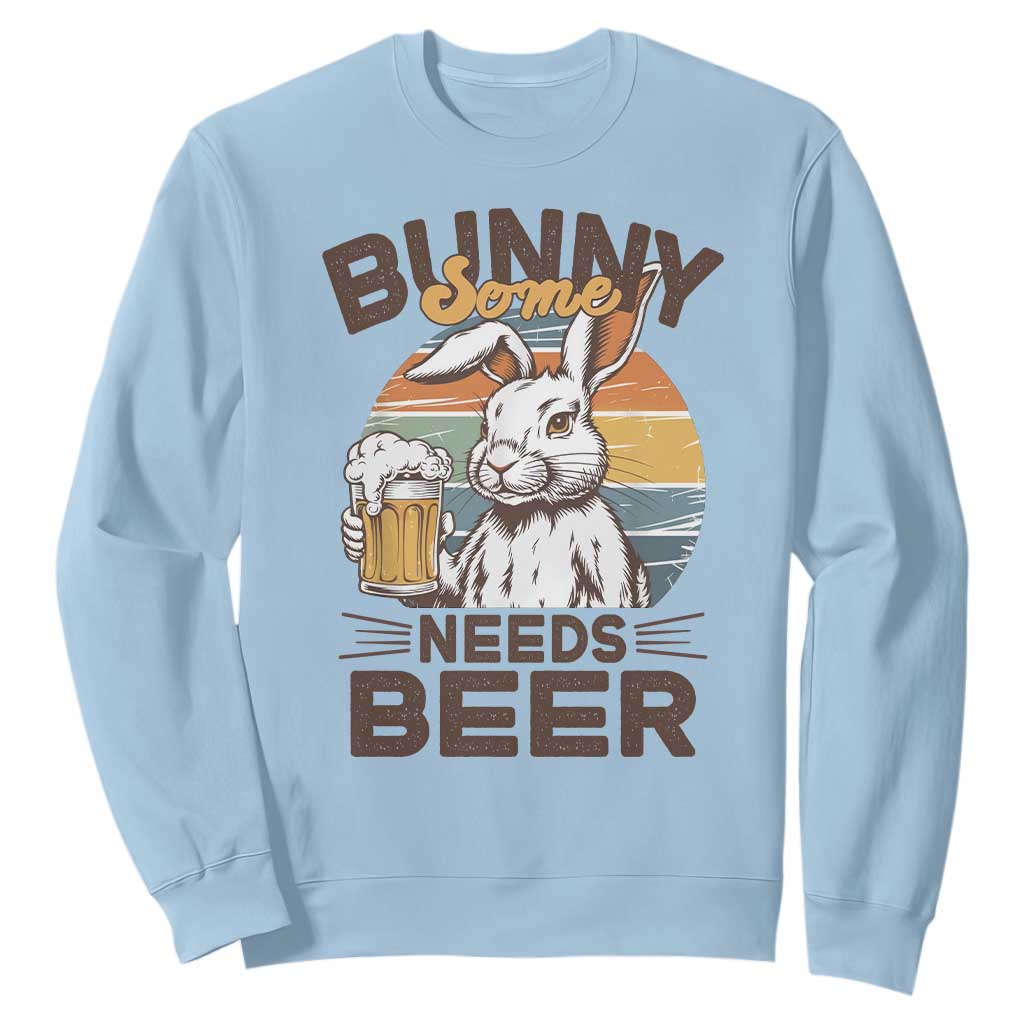 Some Bunny Needs Beer Funny Easter Drinking Humor Sweatshirt Retro Rabbit Beer Lover Gift TS02 Light Blue Print Your Wear