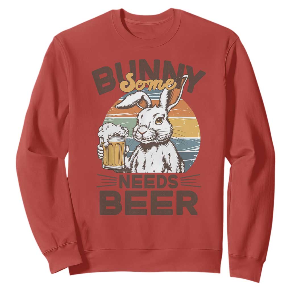 Some Bunny Needs Beer Funny Easter Drinking Humor Sweatshirt Retro Rabbit Beer Lover Gift TS02 Red Print Your Wear