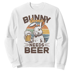 Some Bunny Needs Beer Funny Easter Drinking Humor Sweatshirt Retro Rabbit Beer Lover Gift TS02 White Print Your Wear