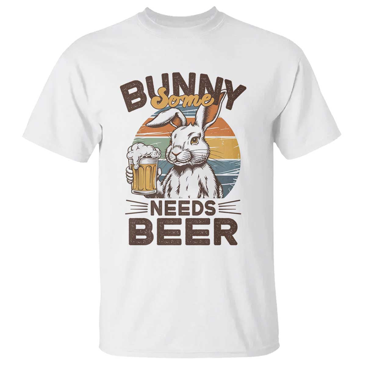 Some Bunny Needs Beer Funny Easter Drinking Humor T Shirt Retro Rabbit Beer Lover Gift TS02 White Print Your Wear
