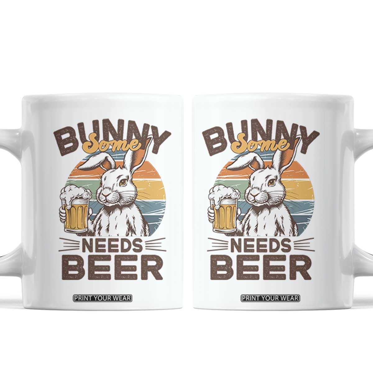 Some Bunny Needs Beer Funny Easter Drinking Humor Coffee Mug Retro Rabbit Beer Lover Gift TS02 White Print Your Wear
