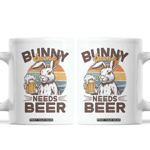 Some Bunny Needs Beer Funny Easter Drinking Humor Coffee Mug Retro Rabbit Beer Lover Gift TS02 White Print Your Wear