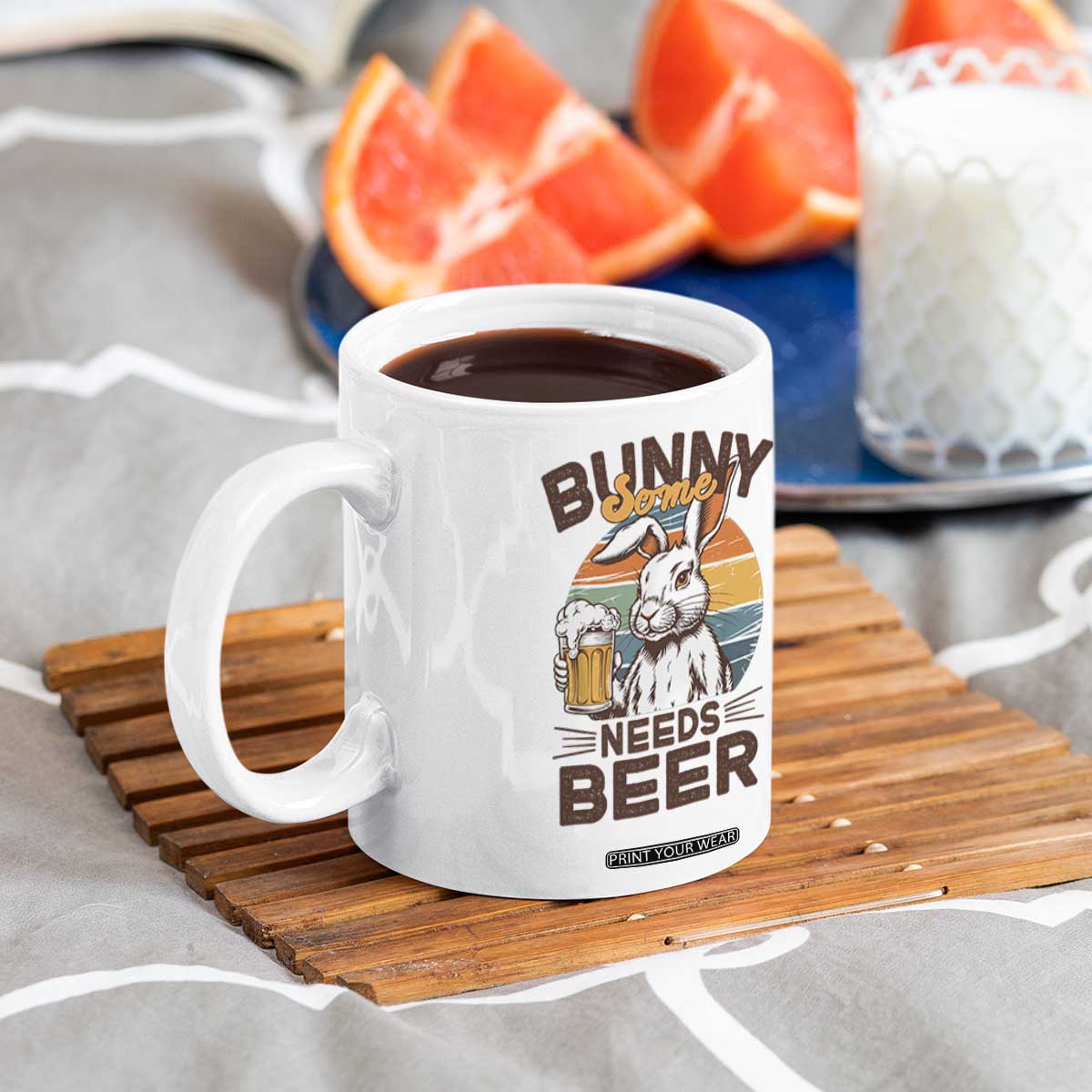 Some Bunny Needs Beer Funny Easter Drinking Humor Coffee Mug Retro Rabbit Beer Lover Gift TS02 Print Your Wear