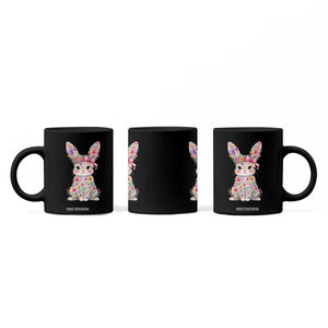 Cute Floral Easter Bunny Graphic Coffee Mug Adorable Spring Rabbit with Flowers Pastel Aesthetic Gift TS02 Print Your Wear