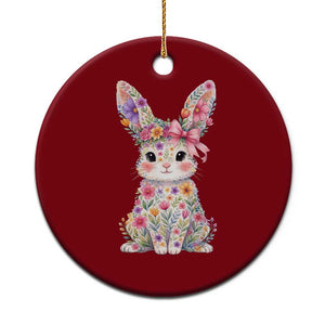 Cute Floral Easter Bunny Graphic Ceramic Ornament Adorable Spring Rabbit with Flowers Pastel Aesthetic Gift TS02 1pc Red Print Your Wear