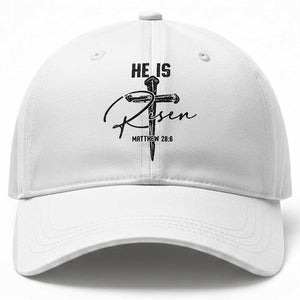 He Is Risen Matthew 28:6 Christian Easter Baseball Cap Nail Cross Faith Religious Inspirational Gift TS02 Print Your Wear