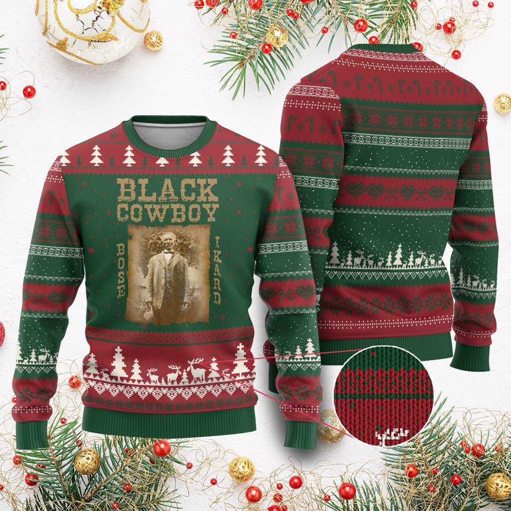 Bose Ikard Ugly Christmas Sweater Black Cowboy Western Legend Vintage TS02 Red Green Print Your Wear