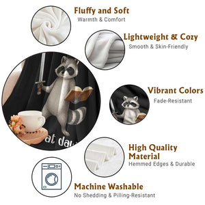 We Test At Dawn Raccoon Warrior Throw Blanket Funny Student Teacher Exam Motivation TS02 Print Your Wear