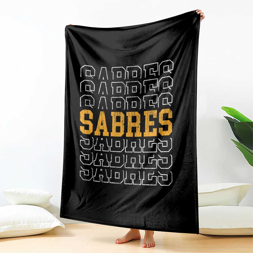 Retro Sabres Name Script Style Throw Blanket Vintage Distressed Sports Spirit Fan Pride TS02 Print Your Wear