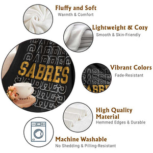 Retro Sabres Name Script Style Throw Blanket Vintage Distressed Sports Spirit Fan Pride TS02 Print Your Wear