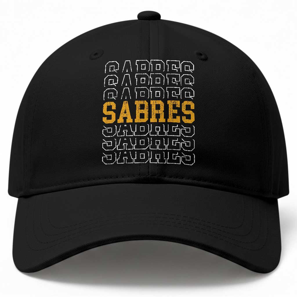 Retro Sabres Name Script Style Baseball Cap Vintage Distressed Sports Spirit Fan Pride TS02 Print Your Wear