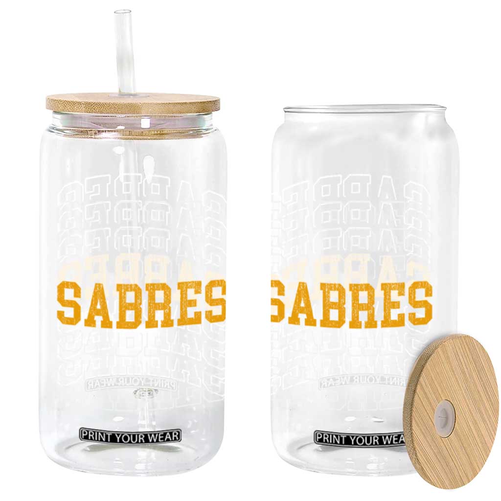Retro Sabres Name Script Style Glass Can Vintage Distressed Sports Spirit Fan Pride TS02 Print Your Wear