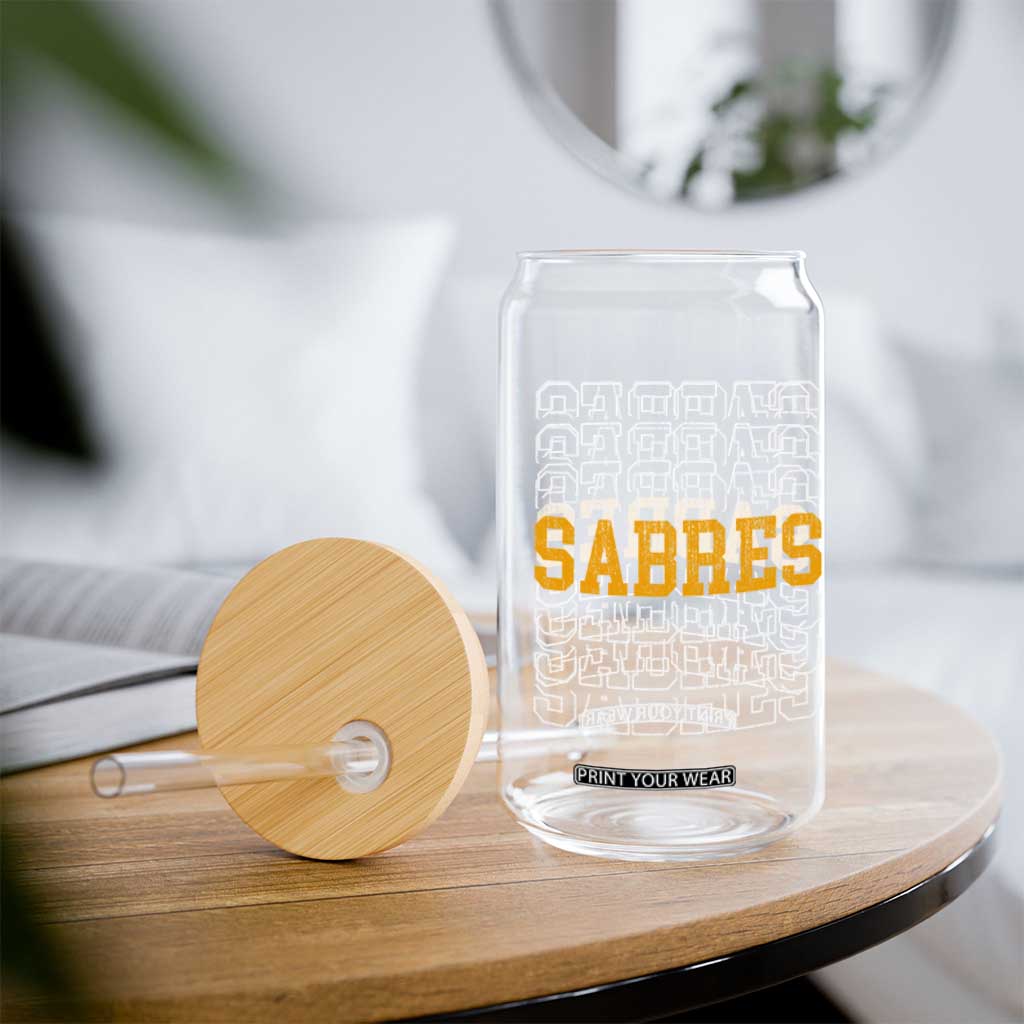 Retro Sabres Name Script Style Glass Can Vintage Distressed Sports Spirit Fan Pride TS02 Print Your Wear