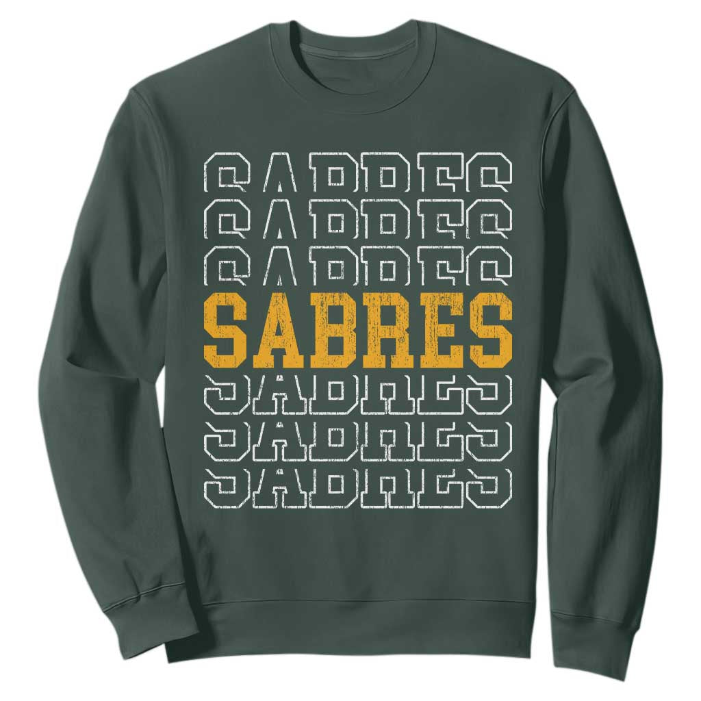Retro Sabres Name Script Style Sweatshirt Vintage Distressed Sports Spirit Fan Pride TS02 Dark Forest Green Print Your Wear