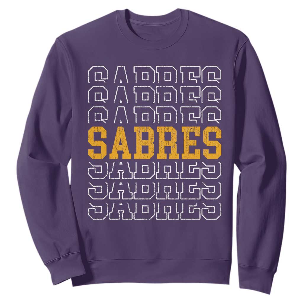 Retro Sabres Name Script Style Sweatshirt Vintage Distressed Sports Spirit Fan Pride TS02 Purple Print Your Wear
