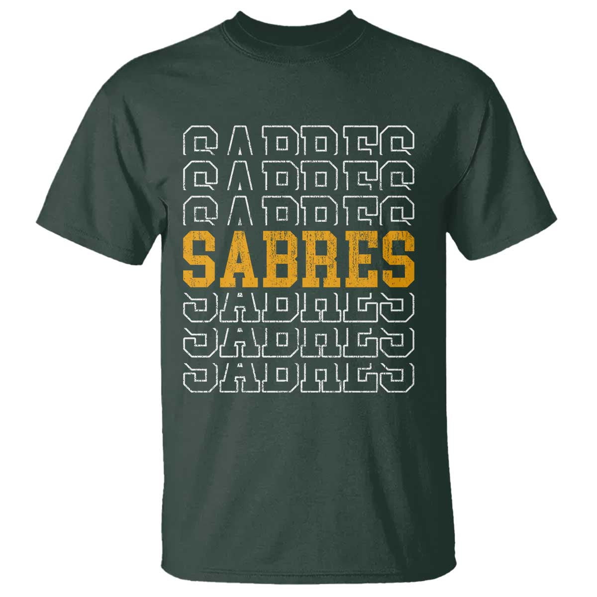 Retro Sabres Name Script Style T Shirt Vintage Distressed Sports Spirit Fan Pride TS02 Dark Forest Green Print Your Wear
