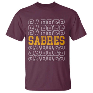 Retro Sabres Name Script Style T Shirt Vintage Distressed Sports Spirit Fan Pride TS02 Maroon Print Your Wear