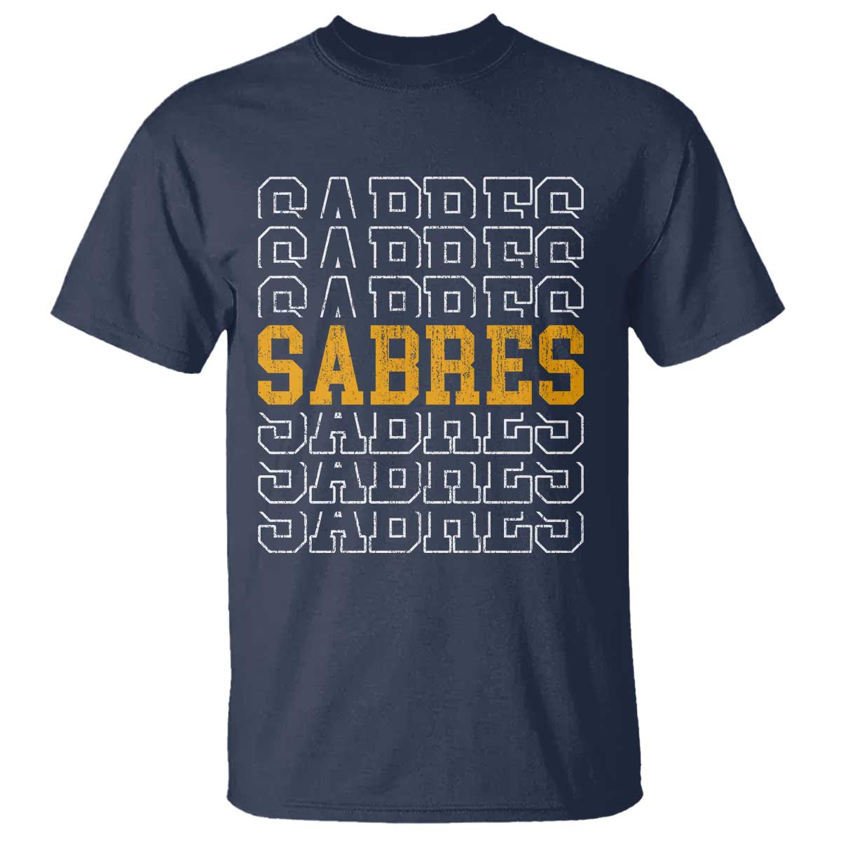 Retro Sabres Name Script Style T Shirt Vintage Distressed Sports Spirit Fan Pride TS02 Navy Print Your Wear