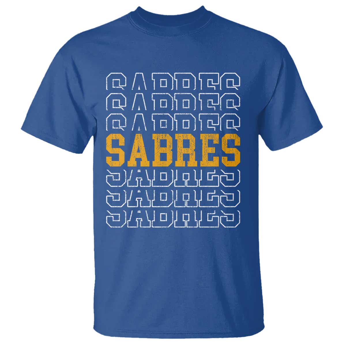 Retro Sabres Name Script Style T Shirt Vintage Distressed Sports Spirit Fan Pride TS02 Royal Blue Print Your Wear