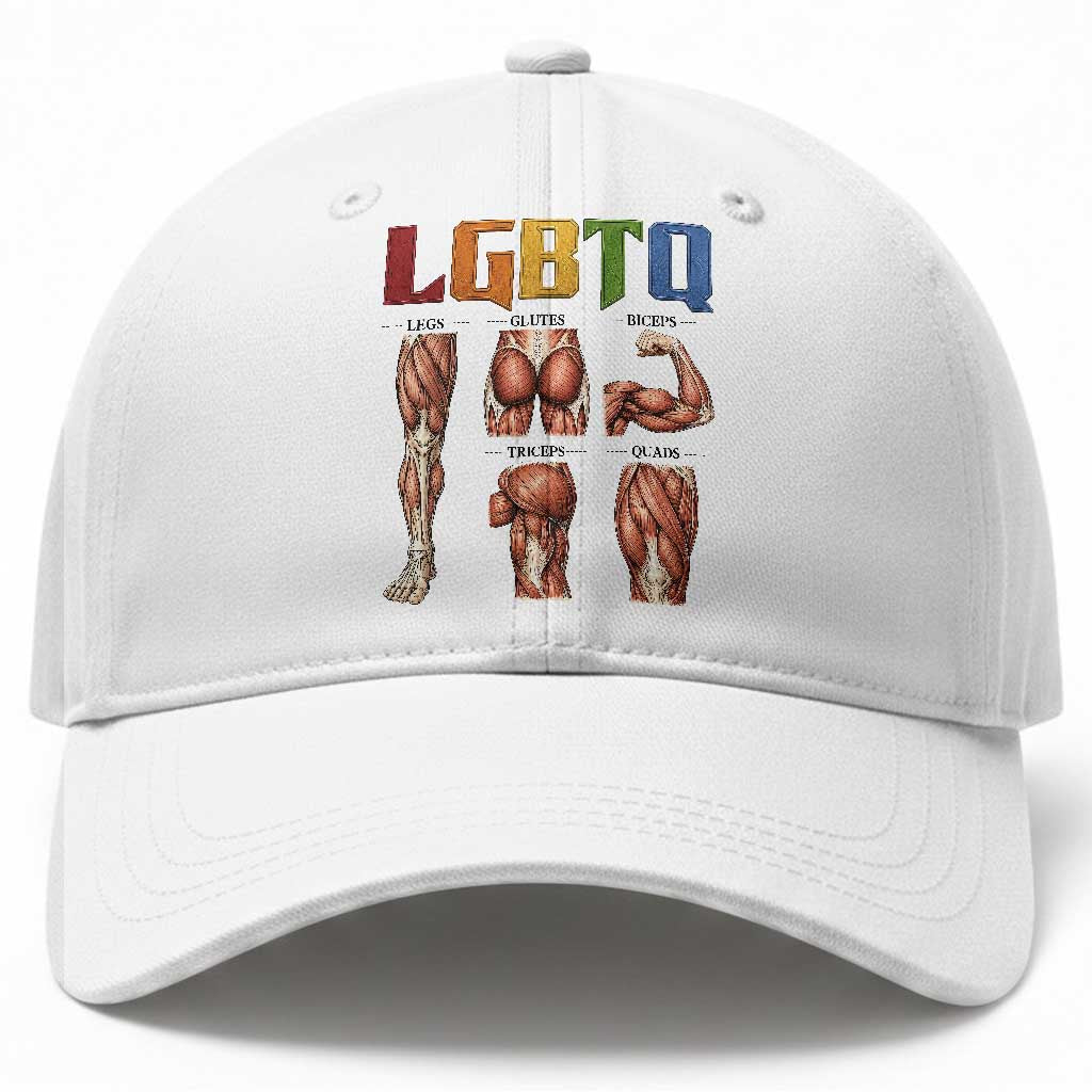 LGBTQ Acronym Funny Fitness Gym Rainbow Muscle Graphic Baseball Cap Legs Glutes Biceps Triceps Quads TS02 Print Your Wear