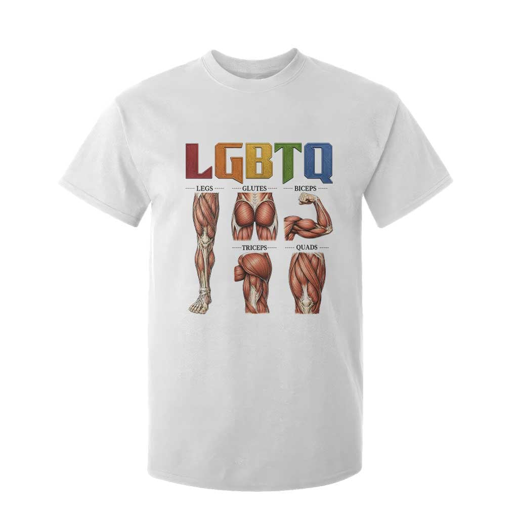 LGBTQ Acronym Funny Fitness Gym Rainbow Muscle Graphic T Shirt For Kid Legs Glutes Biceps Triceps Quads TS02 White Print Your Wear