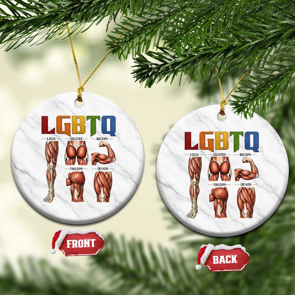 LGBTQ Acronym Funny Fitness Gym Rainbow Muscle Graphic Ceramic Ornament Legs Glutes Biceps Triceps Quads TS02 1pc White Marble Print Your Wear