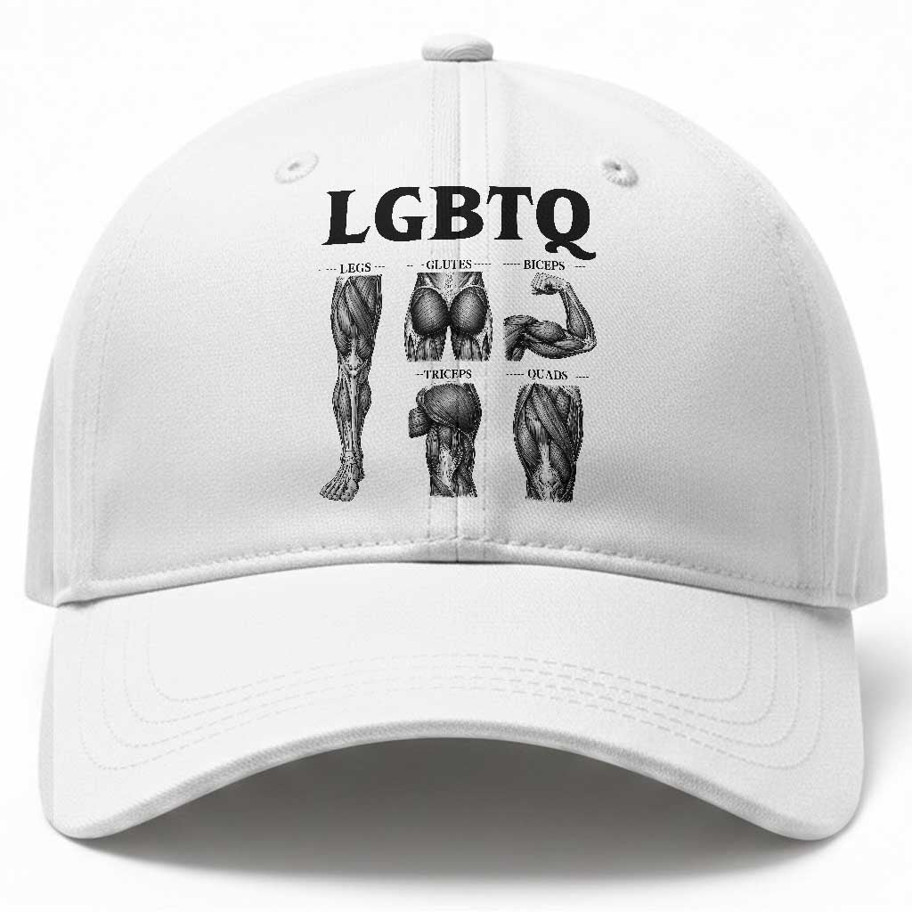 LGBTQ Acronym Funny Fitness Gym Muscle Graphic Baseball Cap Legs Glutes Biceps Triceps Quads TS02 Print Your Wear