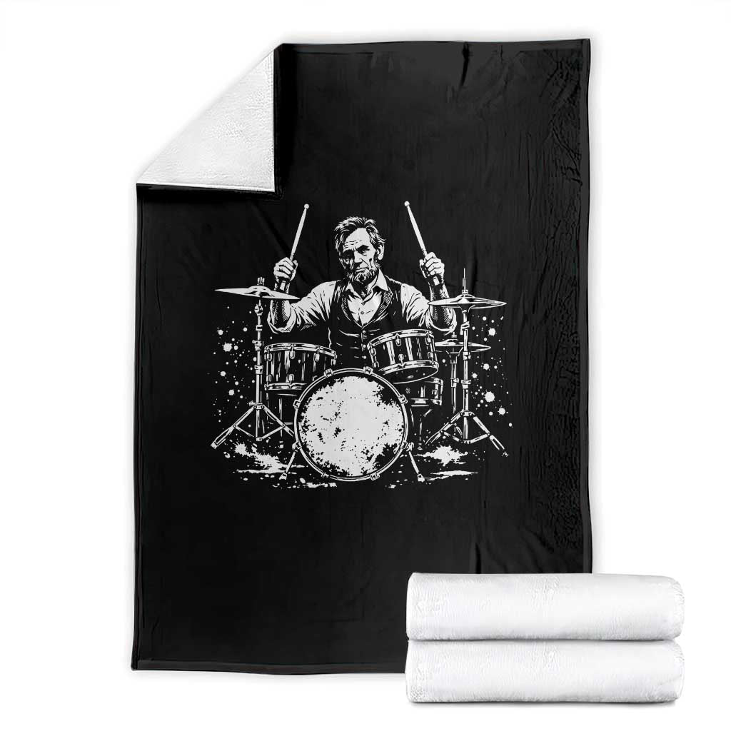 Vintage Abraham Lincoln Playing Drums Graphic Throw Blanket Abe Musician Patriotic Rockstar Drummer President TS02 Black Print Your Wear