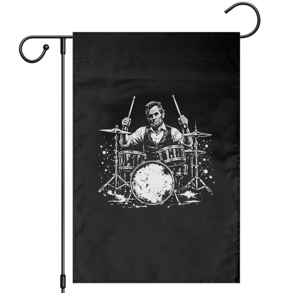 Vintage Abraham Lincoln Playing Drums Graphic Garden Flag Abe Musician Patriotic Rockstar Drummer President TS02 Black Print Your Wear