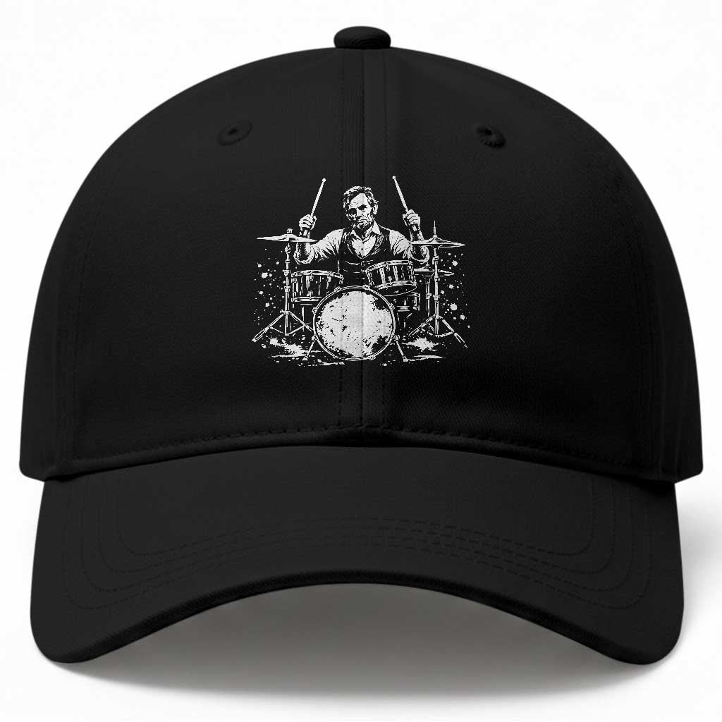 Vintage Abraham Lincoln Playing Drums Graphic Baseball Cap Abe Musician Patriotic Rockstar Drummer President TS02 Print Your Wear