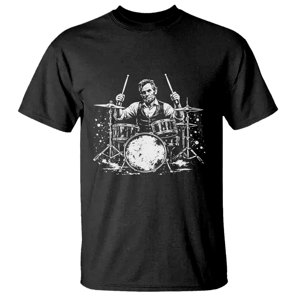 Vintage Abraham Lincoln Playing Drums Graphic T Shirt Abe Musician Patriotic Rockstar Drummer President TS02 Black Print Your Wear