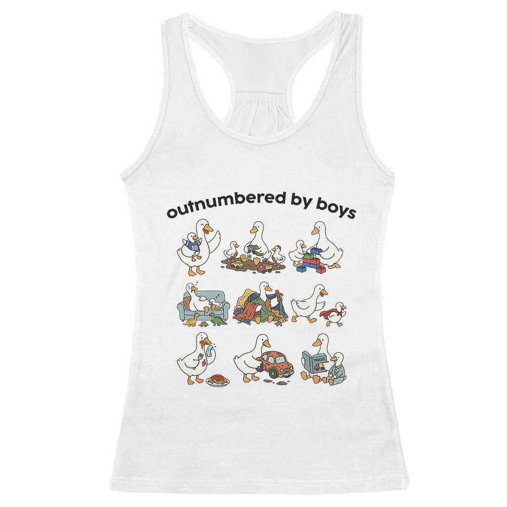 Outnumbered By Boys Funny Goose Mom Life Racerback Tank Top Chaos Coordinator Motherhood Mothers Day Gag Gift TS02 White Print Your Wear
