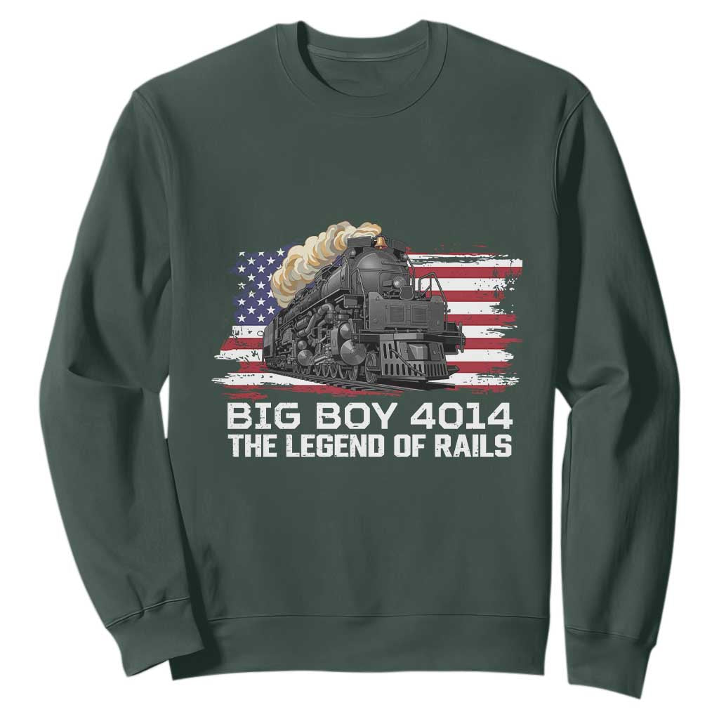 Vintage American Steam Train Sweatshirt Legend of the Rails Heritage Pride TS02 Dark Forest Green Print Your Wear
