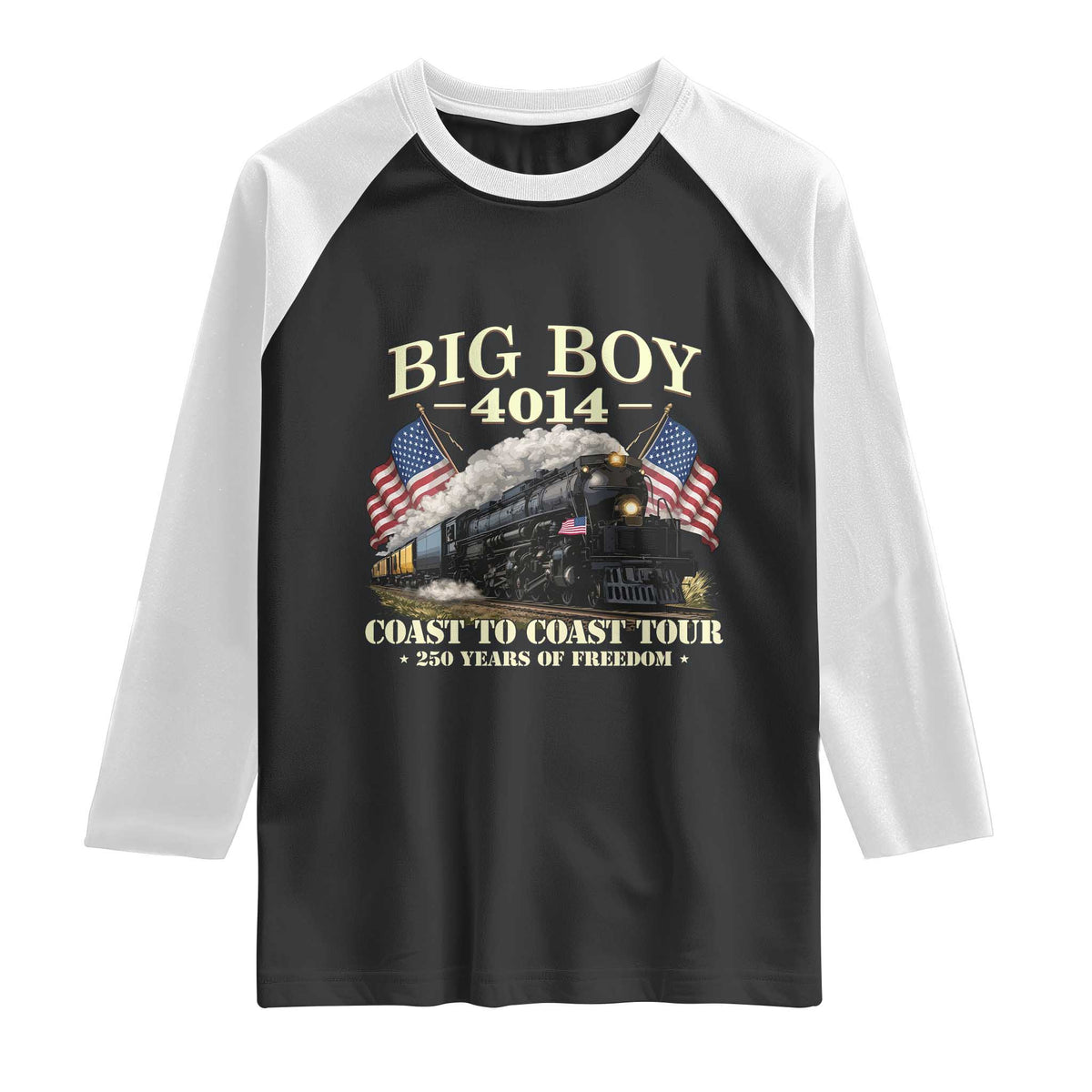 Patriotic Freedom Express Coast to Coast Raglan Shirt Steam Train Legend Heritage Pride TS02 Black White Print Your Wear