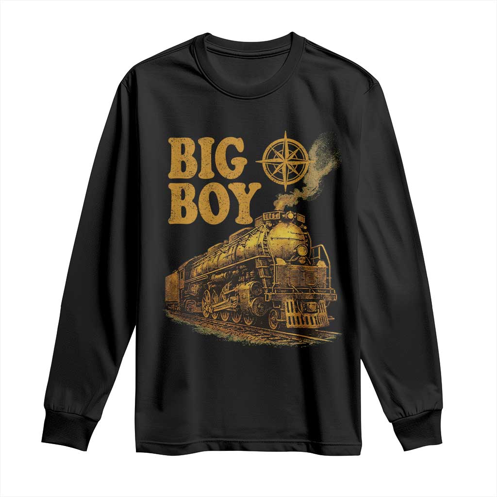 Vintage American Steam Train Locomotive Legend Long Sleeve Shirt Compass Adventure Heritage Pride Graphic TS02 Black Print Your Wear