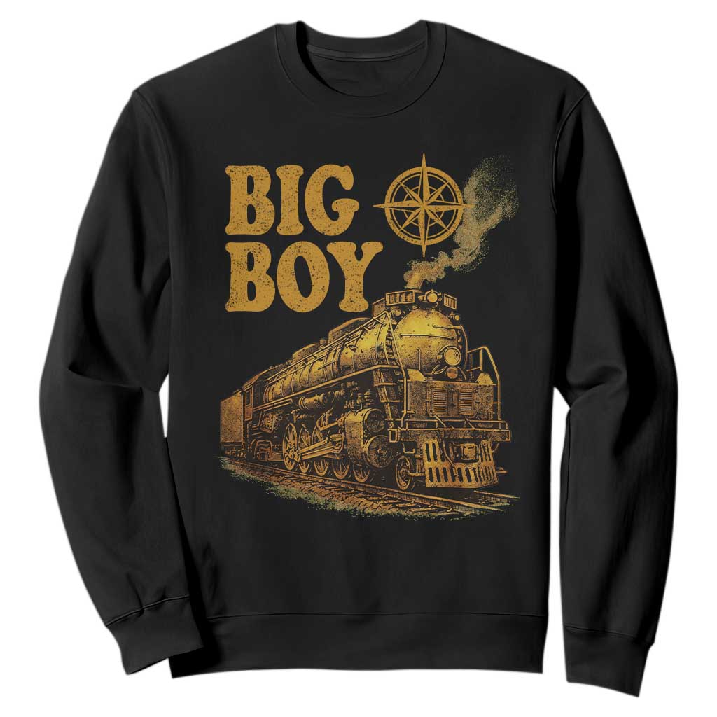 Vintage American Steam Train Locomotive Legend Sweatshirt Compass Adventure Heritage Pride Graphic TS02 Black Print Your Wear