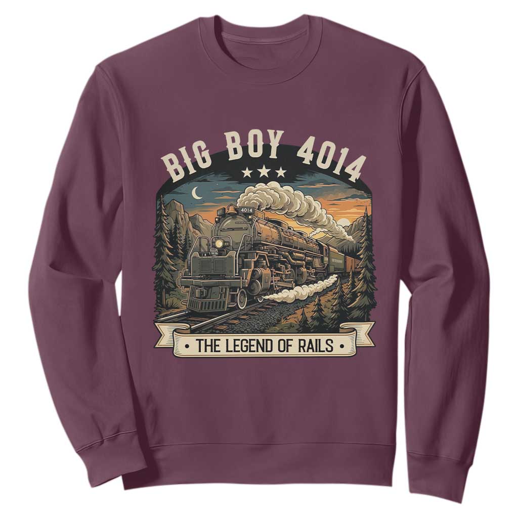Scenic Mountain Steam Train Graphic Sweatshirt Legend of the Rails Heritage Pride TS02 Maroon Print Your Wear
